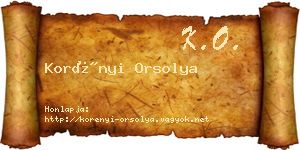 Korényi Orsolya névjegykártya